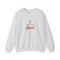 Unisex Christian Crewneck Sweatshirt — "Blessed" Faith Cross Graphic