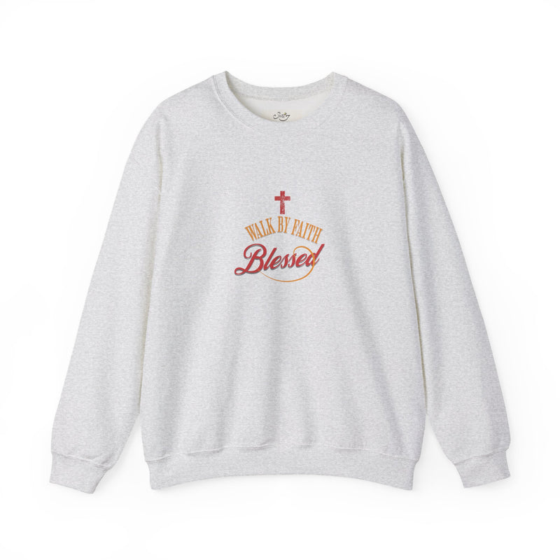 Unisex Christian Crewneck Sweatshirt — "Blessed" Faith Cross Graphic