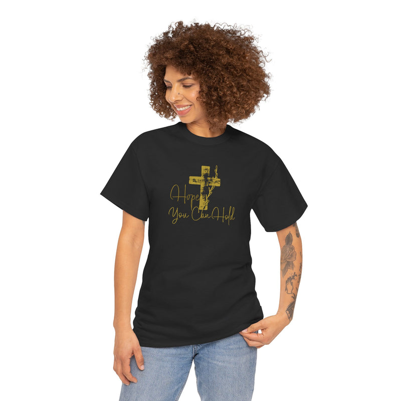 Christian T-Shirt - 'Hope You Can Hold' Gold Cross Tee