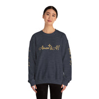 Christian AI Crewneck Sweatshirt - "Amen & AI" Gold Script, "Powered by Prayer, Driven by Data"