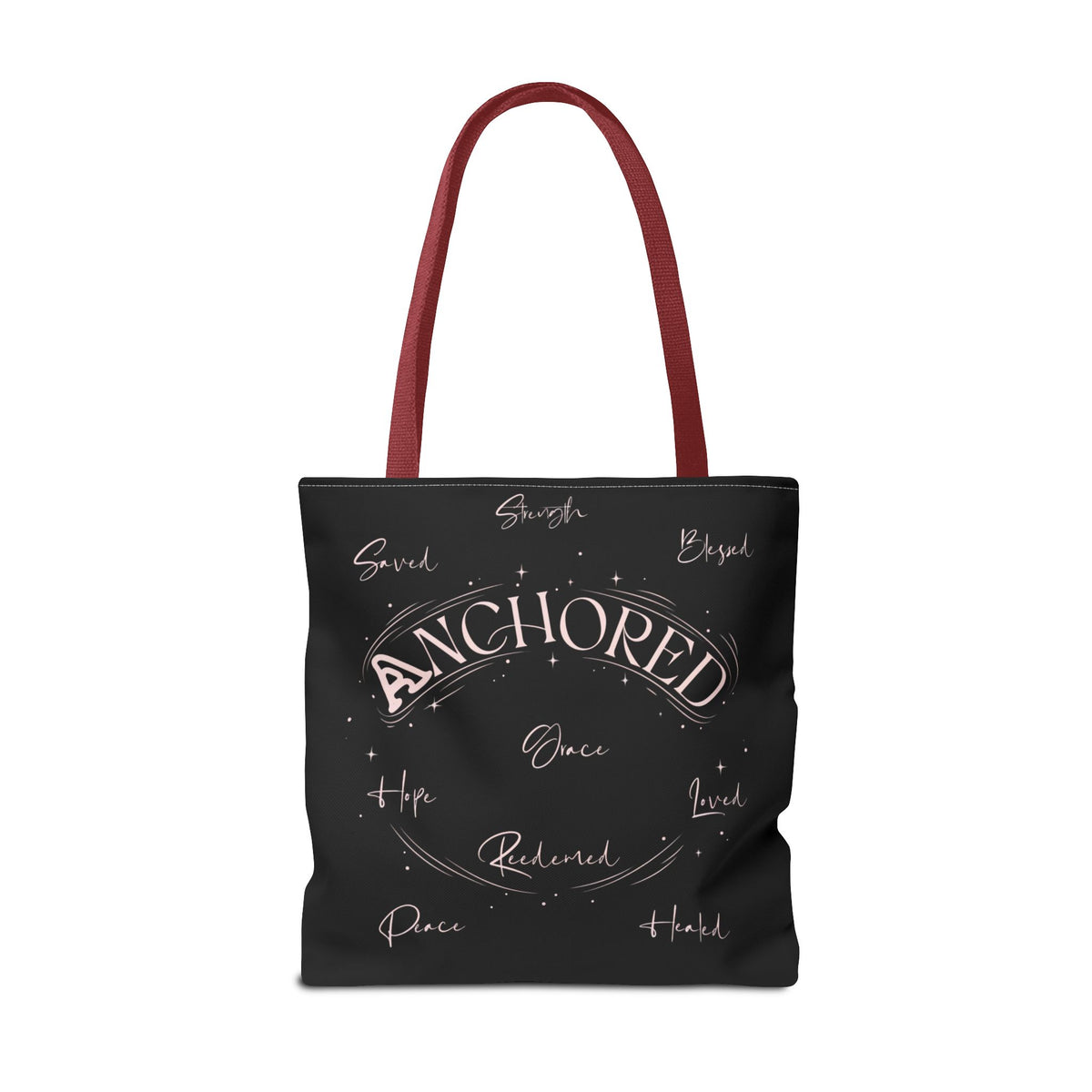 Anchored Inspirational Tote Bag — 'Anchored' Script Design
