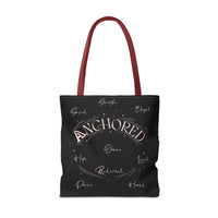 Anchored Inspirational Tote Bag — 'Anchored' Script Design