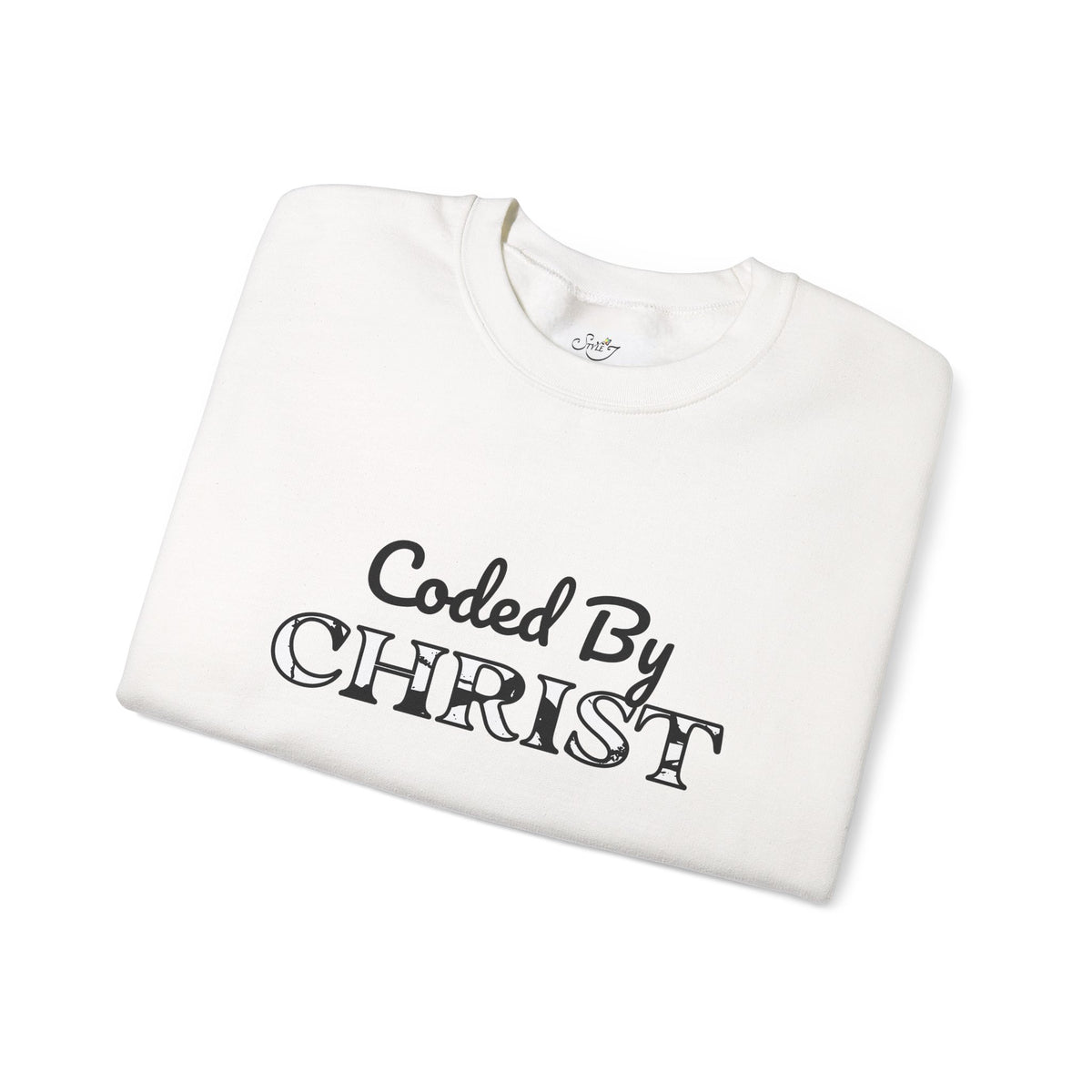 Crewneck Sweatshirt — "Coded By Christ" Inspirational Christian Graphic