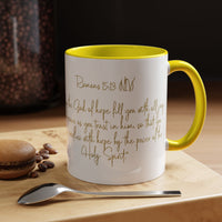 Christian Scripture Coffee Mug – Romans 15:13 Gold Calligraphy Accent Mug (11/15oz)