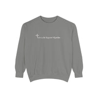 Faith Cross Sweatshirt — "Love is the Original Algorithm" Christian Crewneck