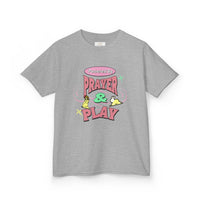 Kids Tee — "Prayer & Play" Cute Christian Shirt (Blessed Back Design)