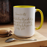 Christian Scripture Coffee Mug – Romans 15:13 Gold Calligraphy Accent Mug (11/15oz)