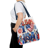 USA 250 Celebration Tote Bag — I Love USA Fireworks Patriotic Shopper