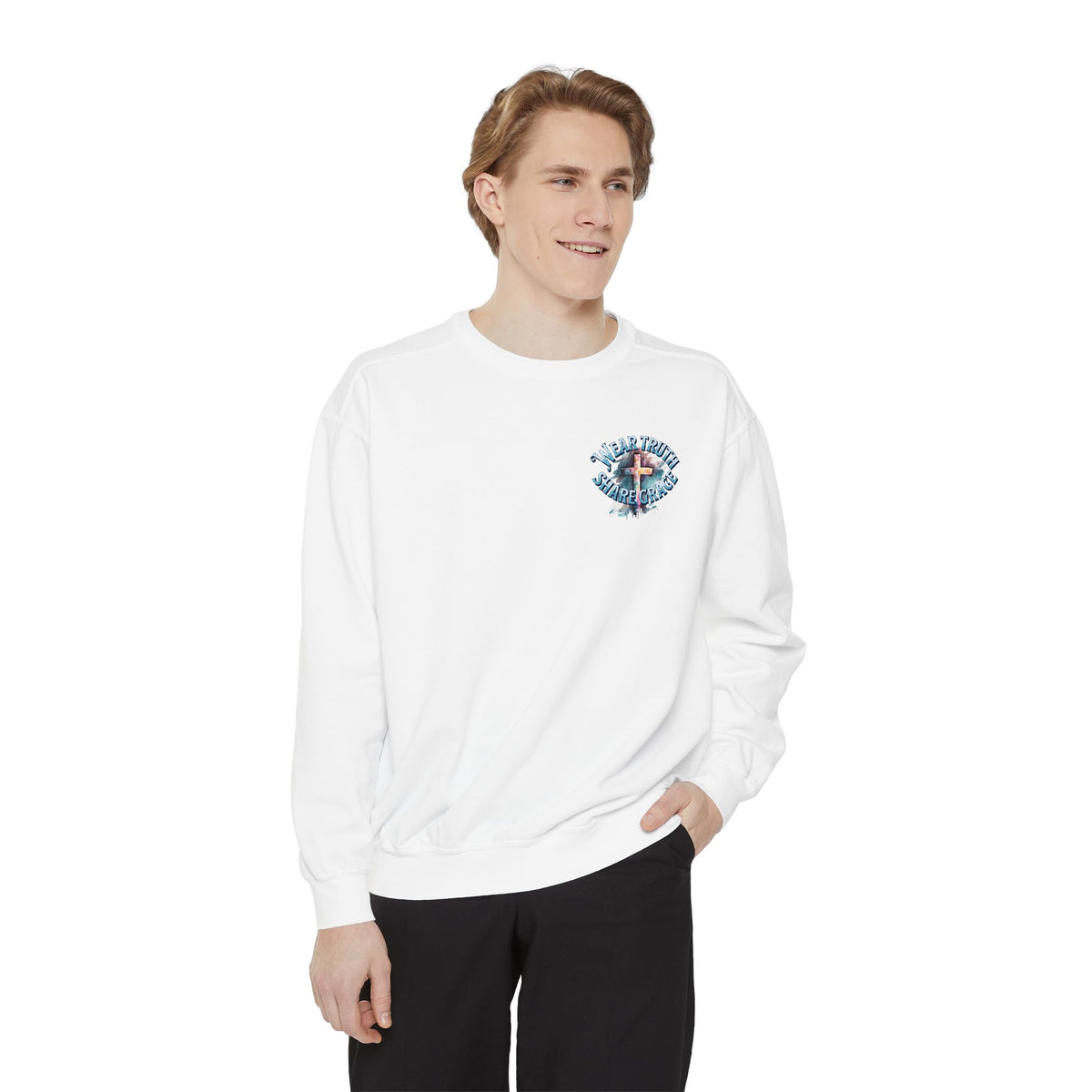 Wear Truth Share Grace Sweatshirt — Christian Cross 'Blessed' Pullover