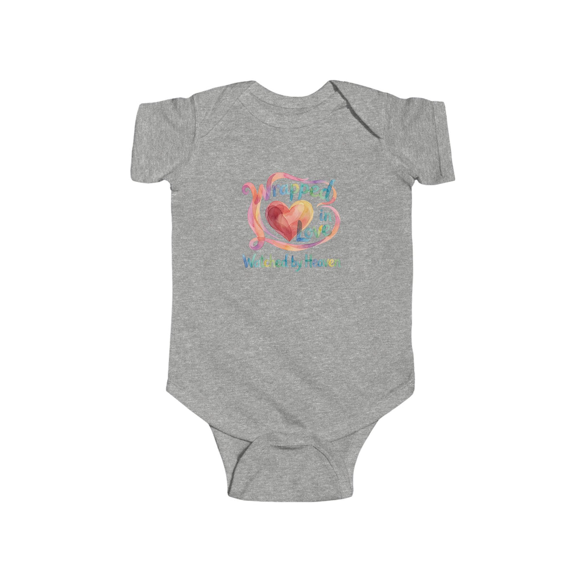 Baby Bodysuit — "Wrapped in Love, Watched by Heaven" Rainbow Heart Infant Onesie