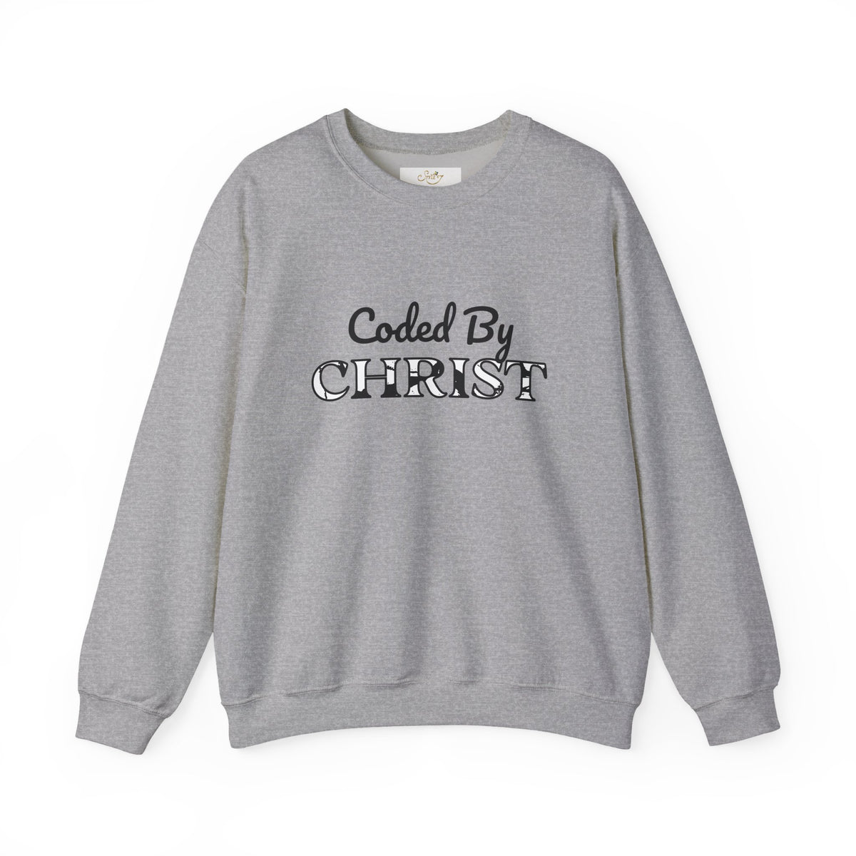 Crewneck Sweatshirt — "Coded By Christ" Inspirational Christian Graphic