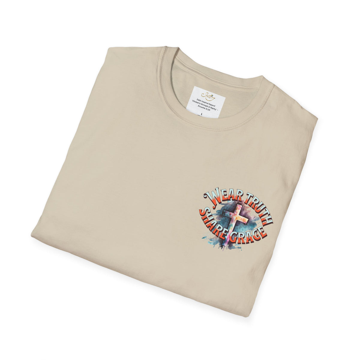 Christian Cross T‑Shirt — "Wear Truth Share Grace" Front & "Blessed" Back