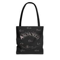 Anchored Inspirational Tote Bag — 'Anchored' Script Design