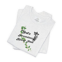 Faith T-Shirt — "God's Promises Never Fail" Christian Tee with Cross & Olive Branch Design