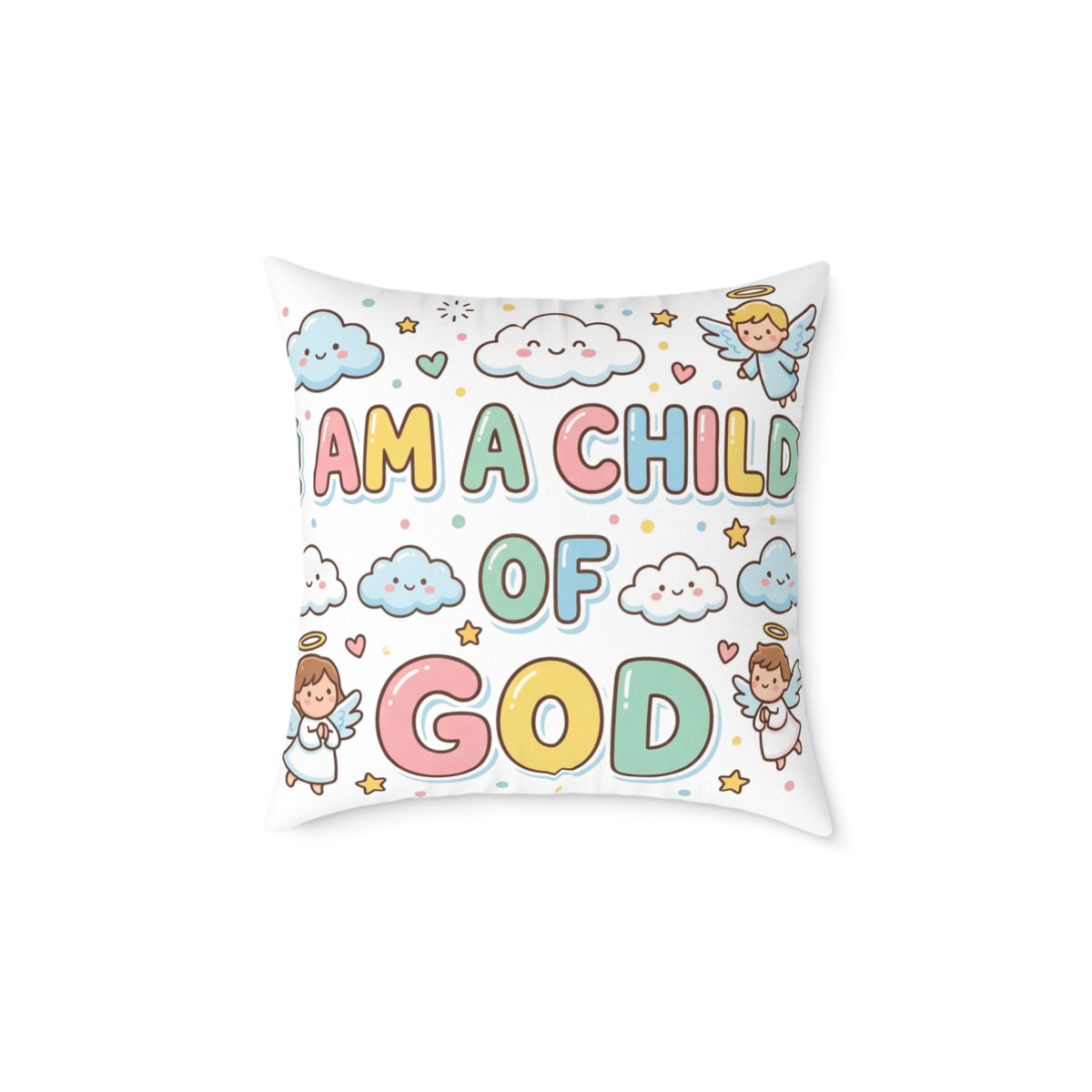 I Am a Child of God Pillow Light Color — Personalized Kids' Faith Decorative Throw Pillow