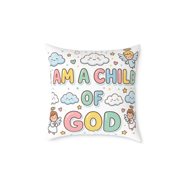 I Am a Child of God Pillow Light Color — Personalized Kids' Faith Decorative Throw Pillow