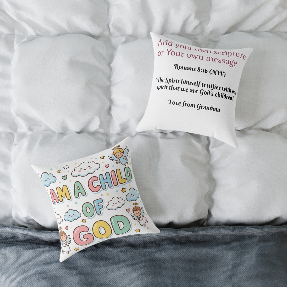 I Am a Child of God Pillow Light Color — Personalized Kids' Faith Decorative Throw Pillow
