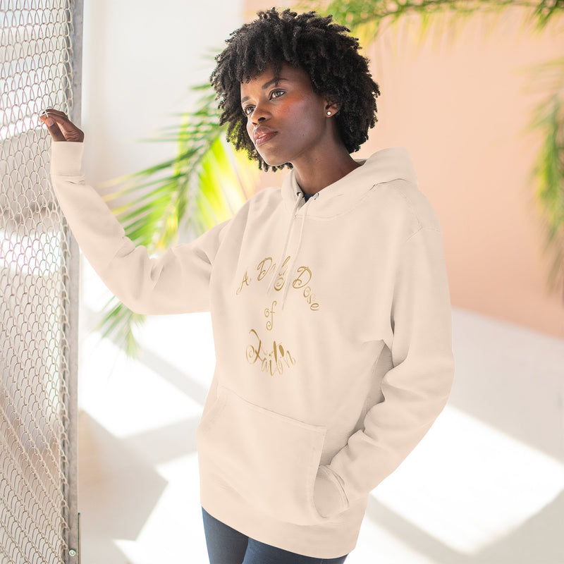 Faith Script Hoodie — "A Daily Dose of Faith" Gold Script Fleece Hoodie
