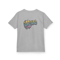 Kids 'Child of Light' Graphic Tee — Colorful Hand-Lettered 'Cherished' Back Design