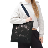 Anchored Inspirational Tote Bag — 'Anchored' Script Design
