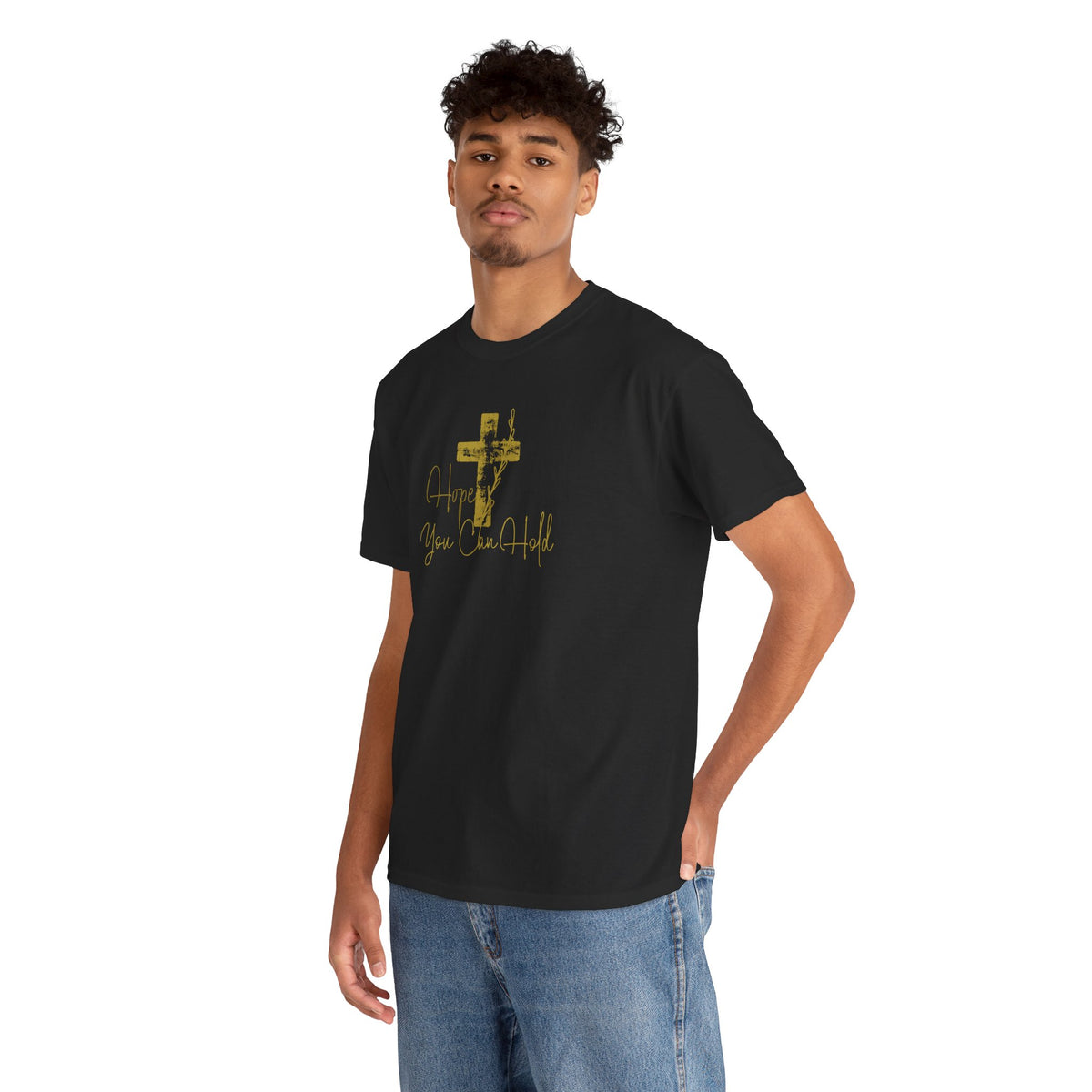 Christian T-Shirt - 'Hope You Can Hold' Gold Cross Tee