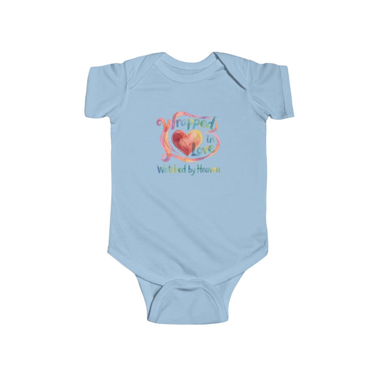 Baby Bodysuit — "Wrapped in Love, Watched by Heaven" Rainbow Heart Infant Onesie
