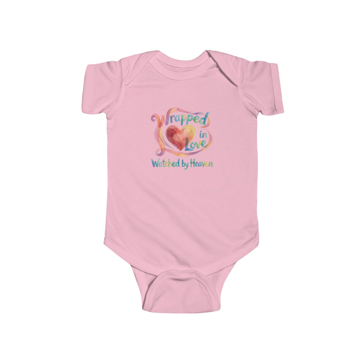 Baby Bodysuit — "Wrapped in Love, Watched by Heaven" Rainbow Heart Infant Onesie