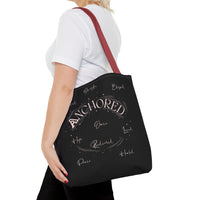 Anchored Inspirational Tote Bag — 'Anchored' Script Design