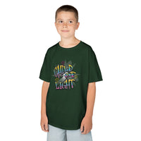 Kids 'Child of Light' Graphic Tee — Colorful Hand-Lettered 'Cherished' Back Design
