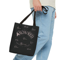 Anchored Inspirational Tote Bag — 'Anchored' Script Design