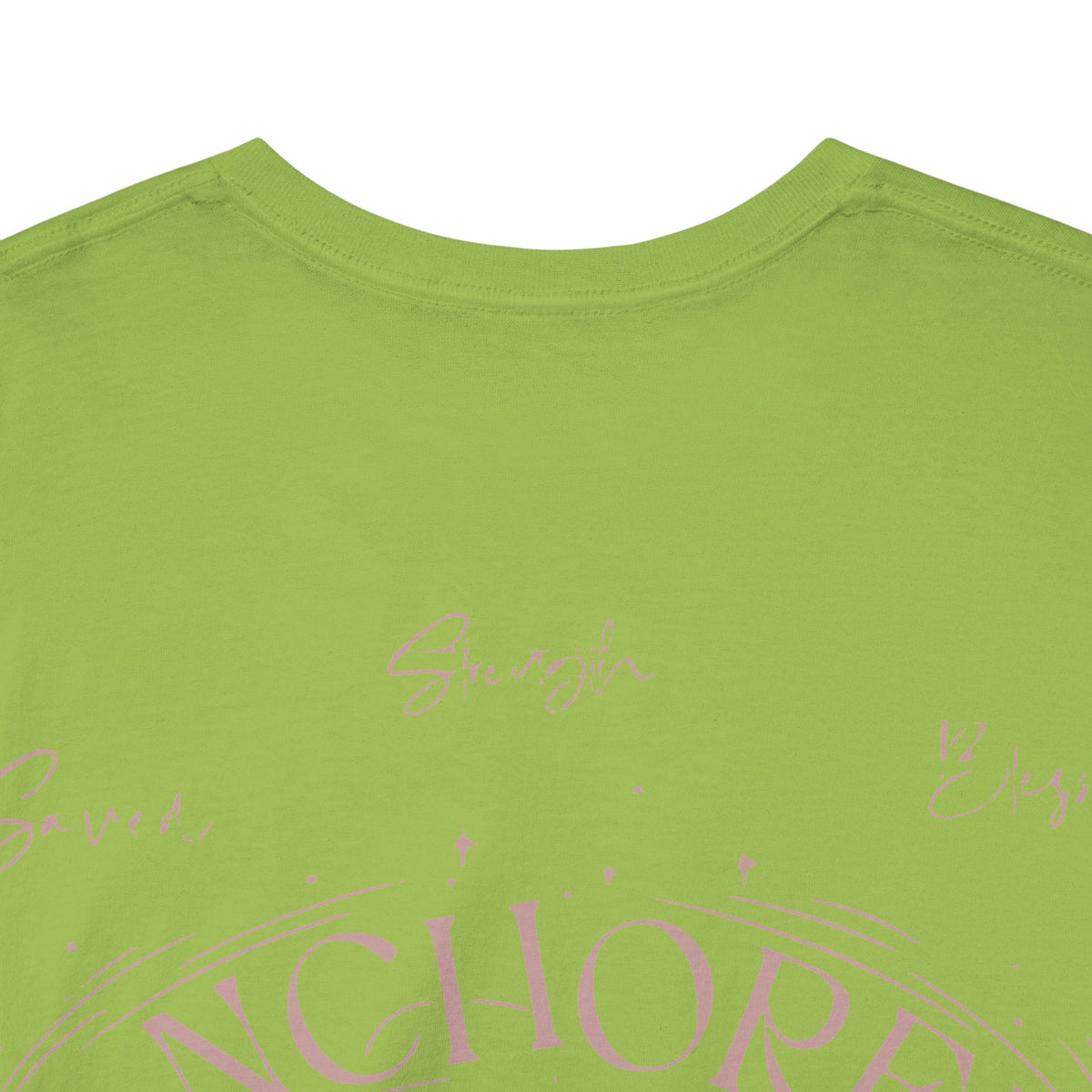 Anchored Faith T-Shirt — "Anchored" Calligraphy with Faith, Hope & Grace