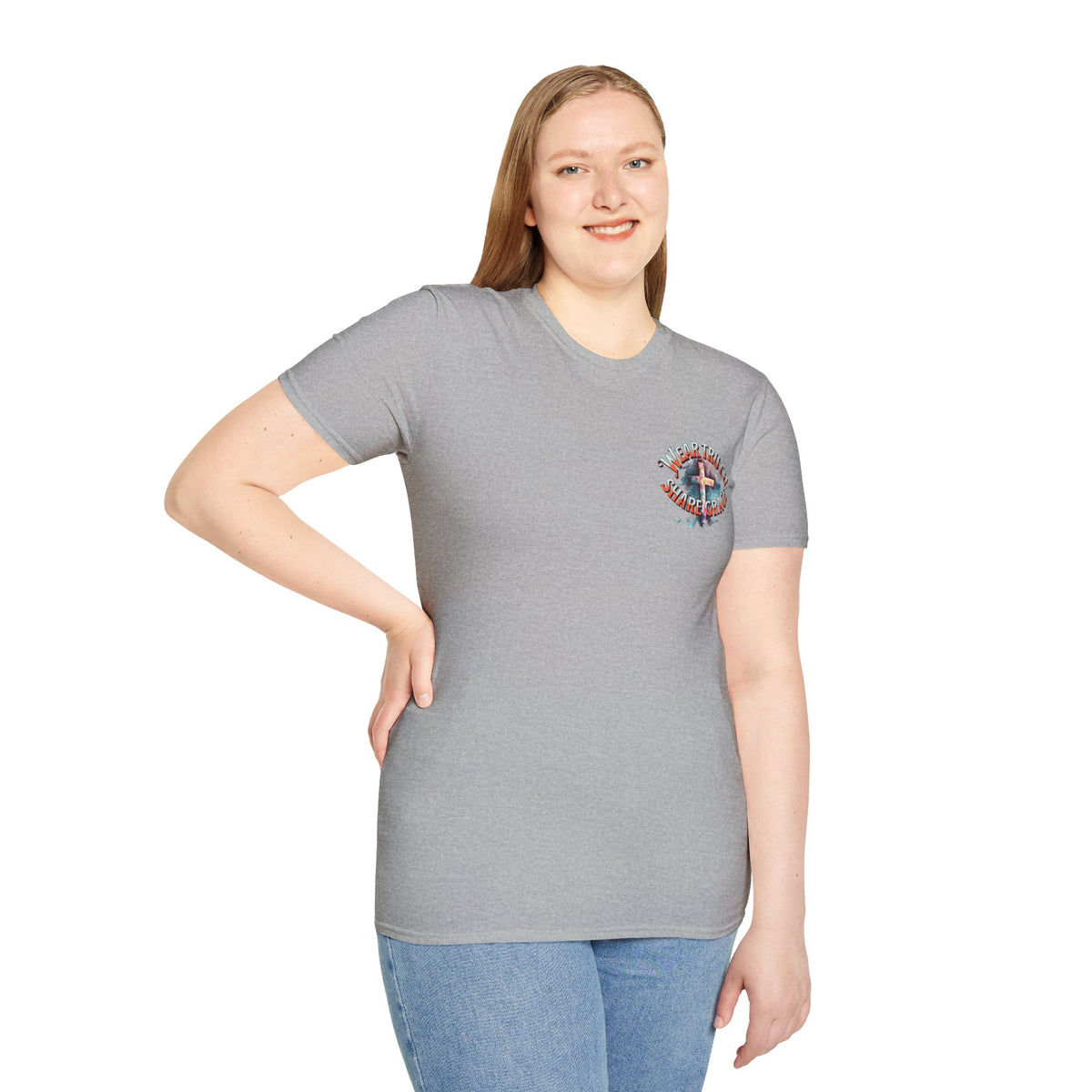 Christian Cross T‑Shirt — "Wear Truth Share Grace" Front & "Blessed" Back