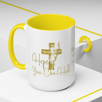 Christian Scripture Coffee Mug – Romans 15:13 Gold Calligraphy Accent Mug (11/15oz)