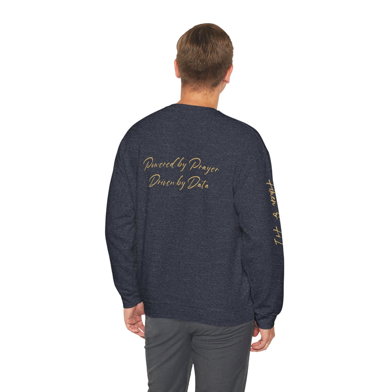 Christian AI Crewneck Sweatshirt - "Amen & AI" Gold Script, "Powered by Prayer, Driven by Data"