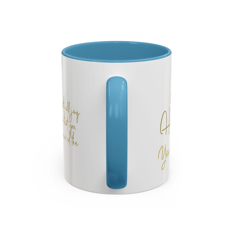 Christian Scripture Coffee Mug – Romans 15:13 Gold Calligraphy Accent Mug (11/15oz)