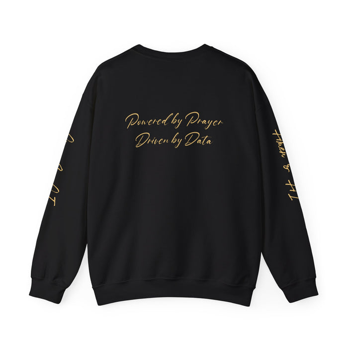Christian AI Crewneck Sweatshirt - "Amen & AI" Gold Script, "Powered by Prayer, Driven by Data"