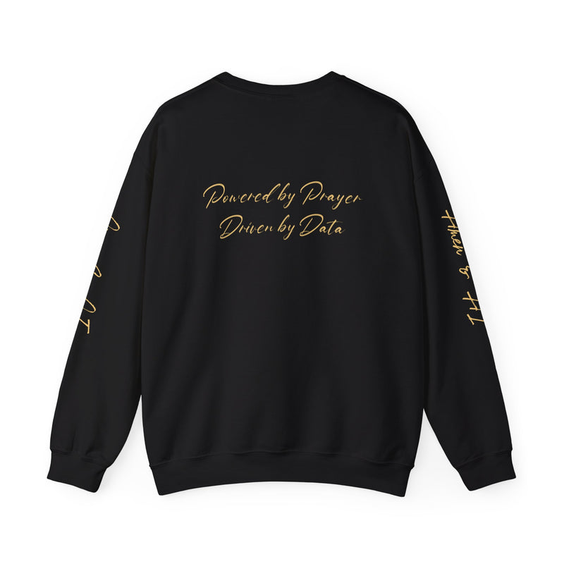 Christian AI Crewneck Sweatshirt - "Amen & AI" Gold Script, "Powered by Prayer, Driven by Data"
