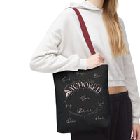 Anchored Inspirational Tote Bag — 'Anchored' Script Design