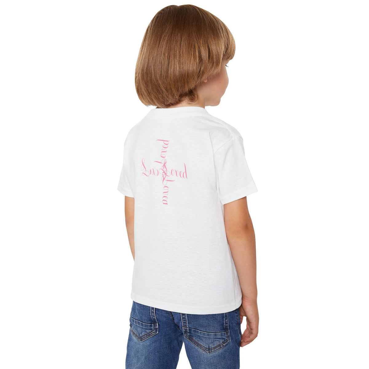 Toddler T‑Shirt — Cute Teddy Bear Cross Design with Pink Script