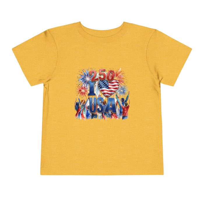Toddler Tee - USA 250 Patriotic Fireworks 4th of July Shirt
