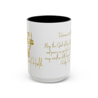 Christian Scripture Coffee Mug – Romans 15:13 Gold Calligraphy Accent Mug (11/15oz)
