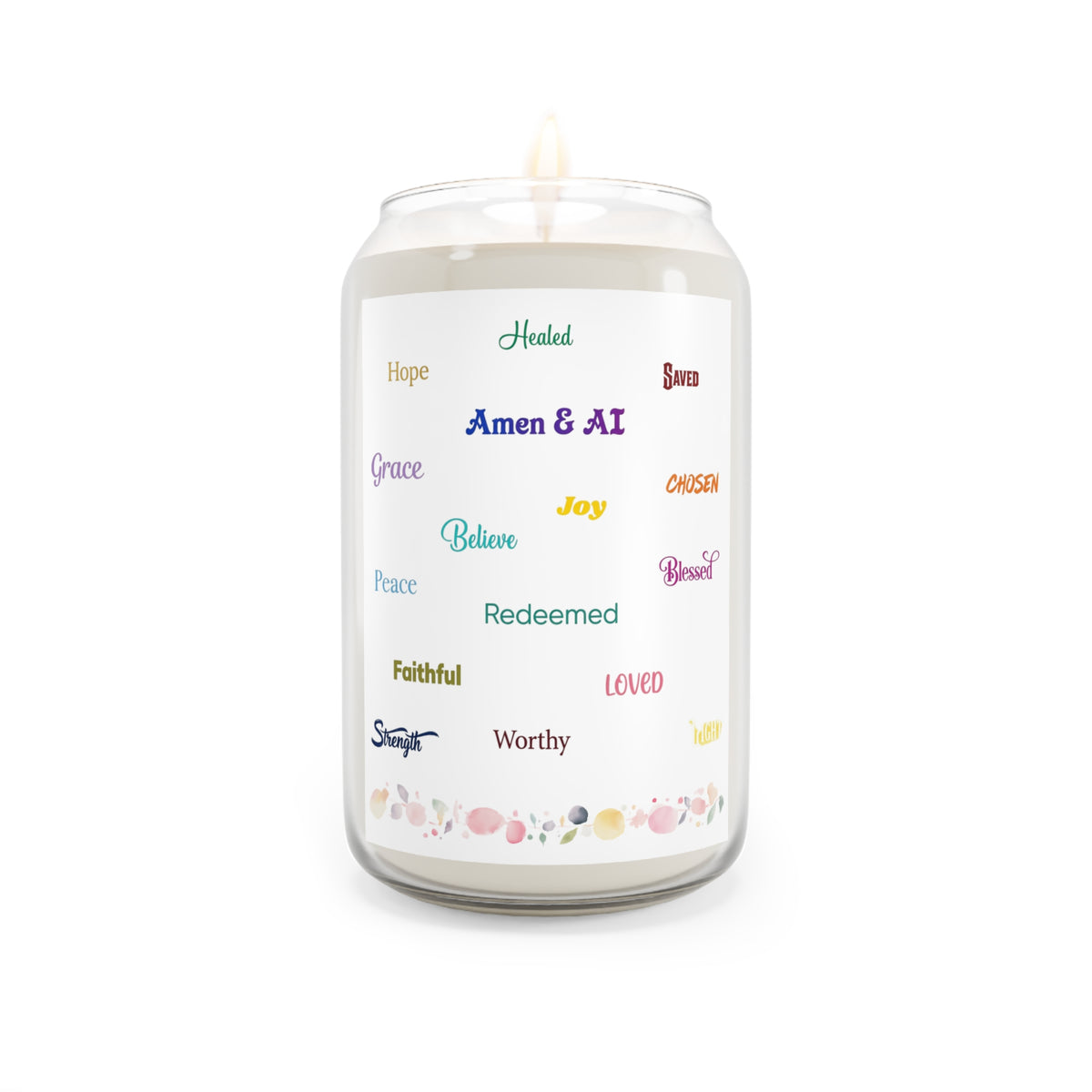 Affirmation Soy Candle — 13.75oz "Amen & Al" Inspirational Words Jar