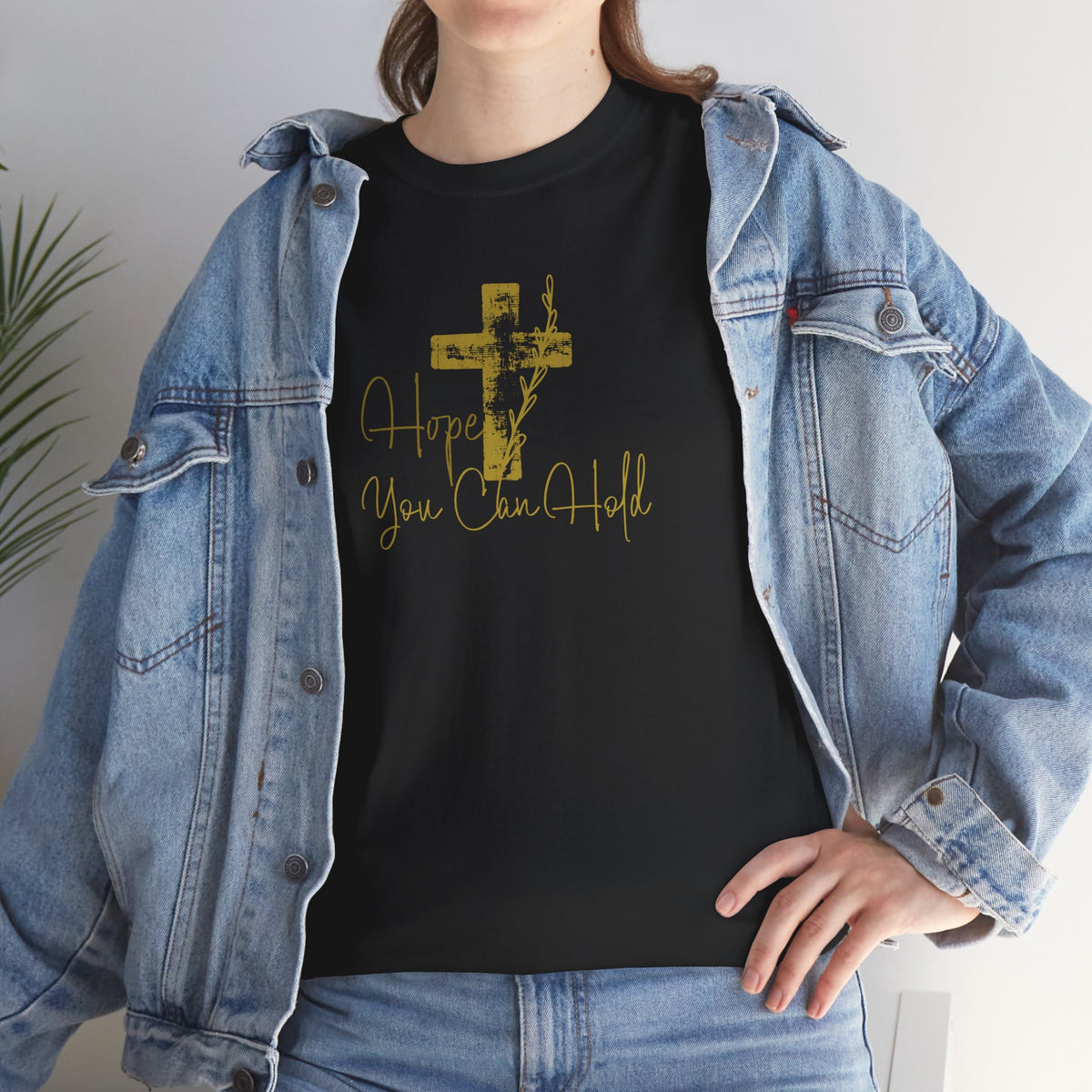 Christian T-Shirt - 'Hope You Can Hold' Gold Cross Tee