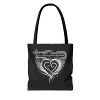 Black Heart Art Tote — "Love is the Original Algorithm" All-Over Print Tote Bag