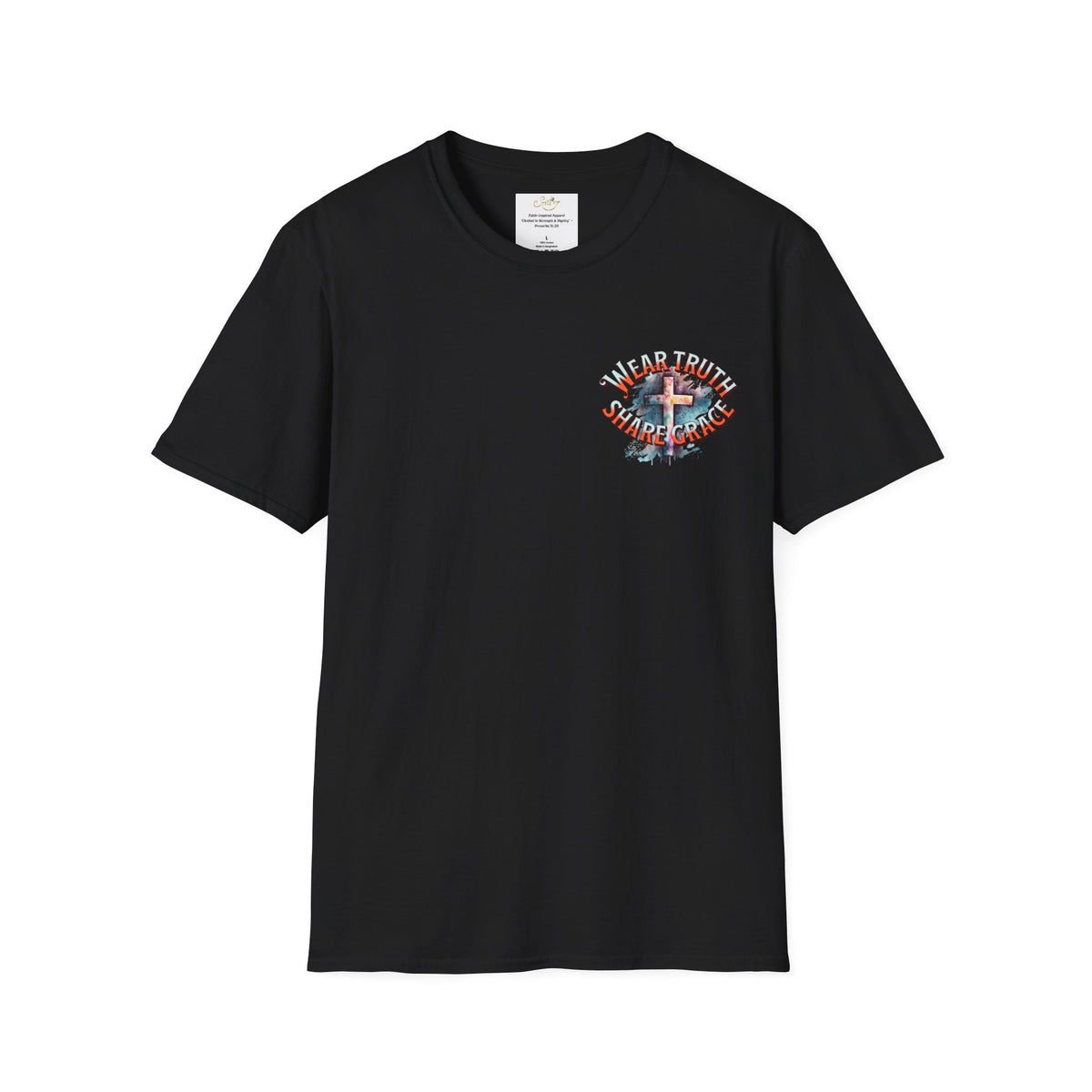 Christian Cross T‑Shirt — "Wear Truth Share Grace" Front & "Blessed" Back