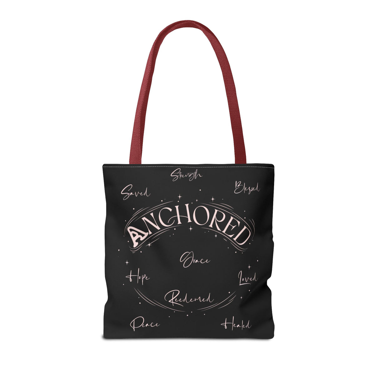 Anchored Inspirational Tote Bag — 'Anchored' Script Design