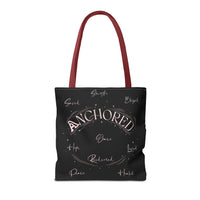 Anchored Inspirational Tote Bag — 'Anchored' Script Design