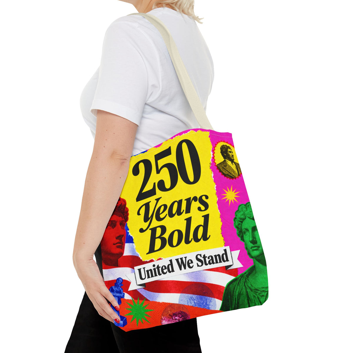 250 Years Bold Tote Bag — "United We Stand" Patriotic Anniversary Tote