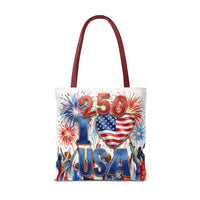 USA 250 Celebration Tote Bag — I Love USA Fireworks Patriotic Shopper