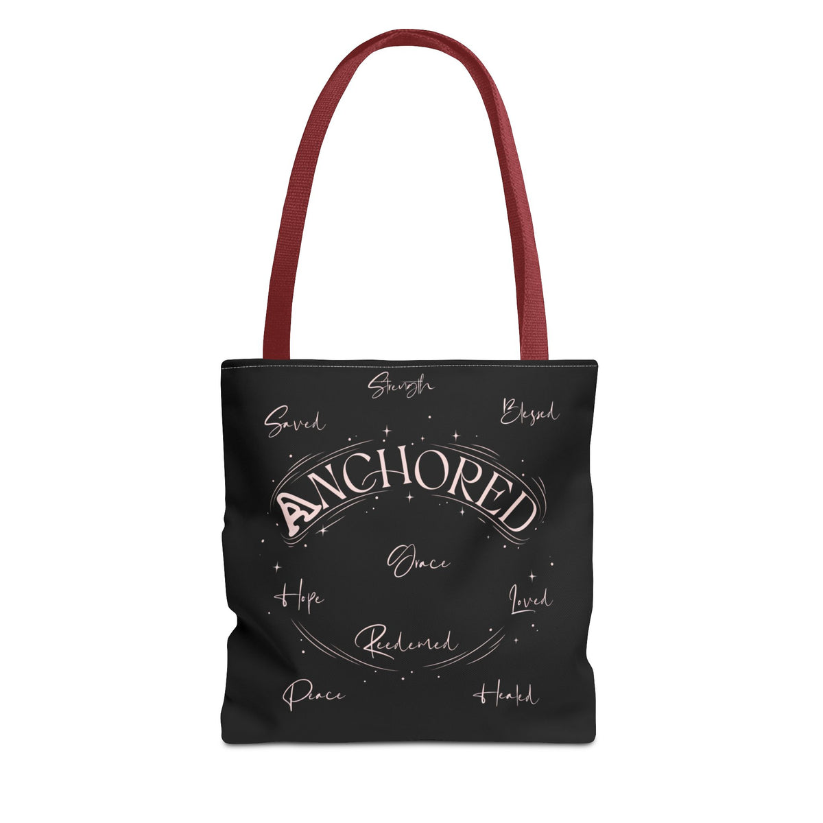 Anchored Inspirational Tote Bag — 'Anchored' Script Design